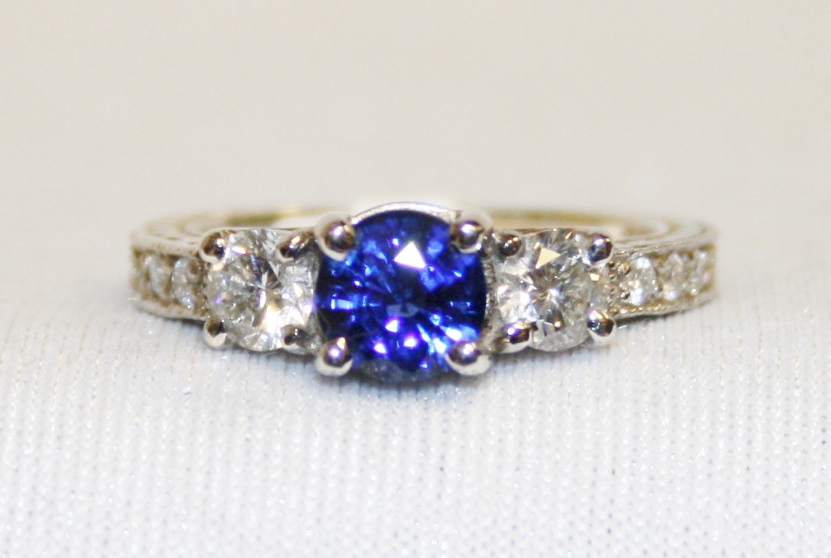 Sapphire and Diamond Three Stone Ring