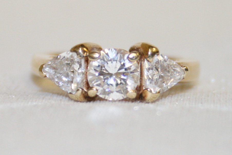 Yellow Gold Three Stone Diamond Ring – 1.50ct TW