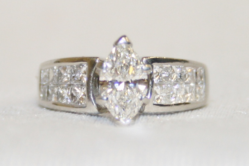 White Gold Marquise Cut Diamond Engagement Ring – 1.47ct TW