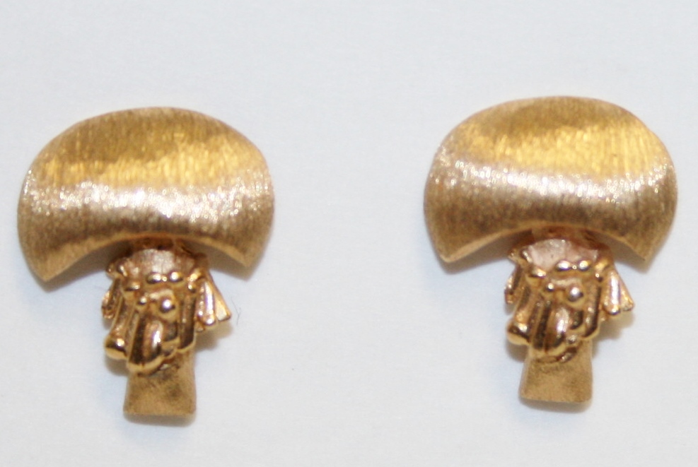 Yellow Gold Mushroom Earrings