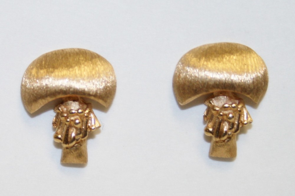 Yellow Gold Mushroom Earrings