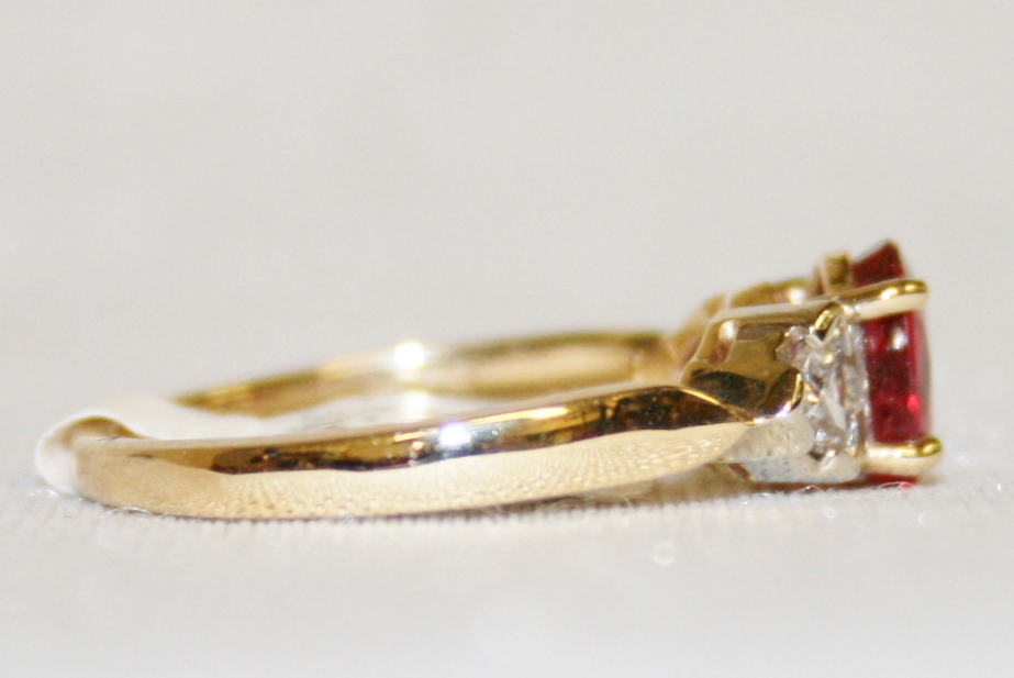 Pink Sapphire and Diamond Three Stone Ring