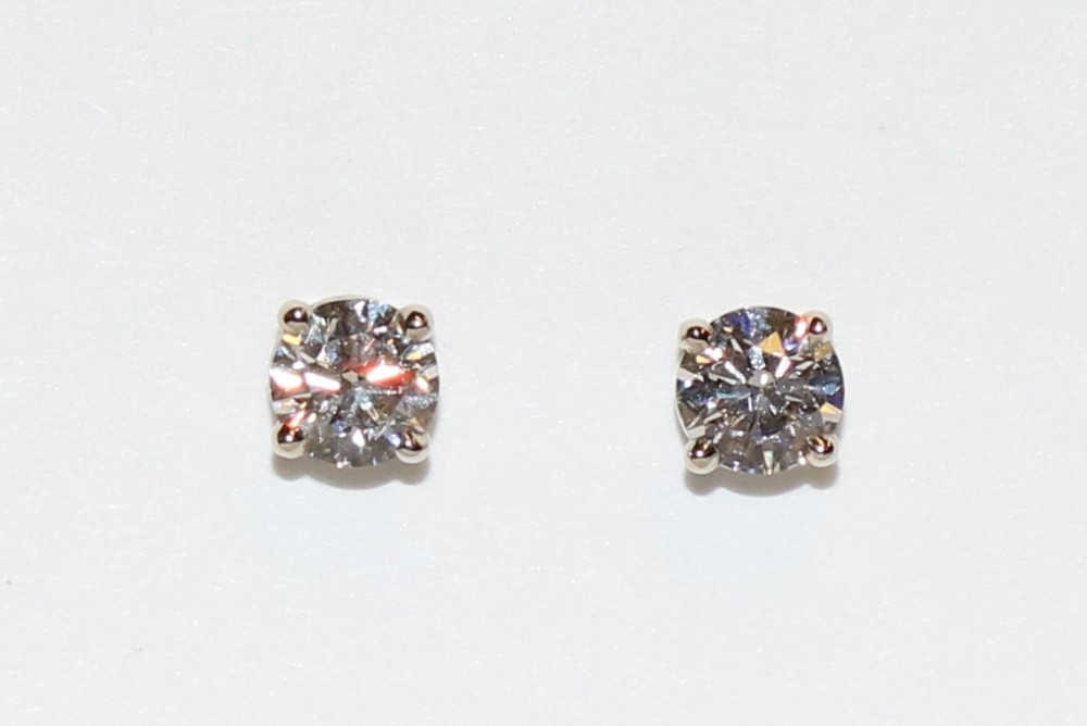 Round Brilliant Cut Diamond Stud Earrings – 0.94ct Total Weight
