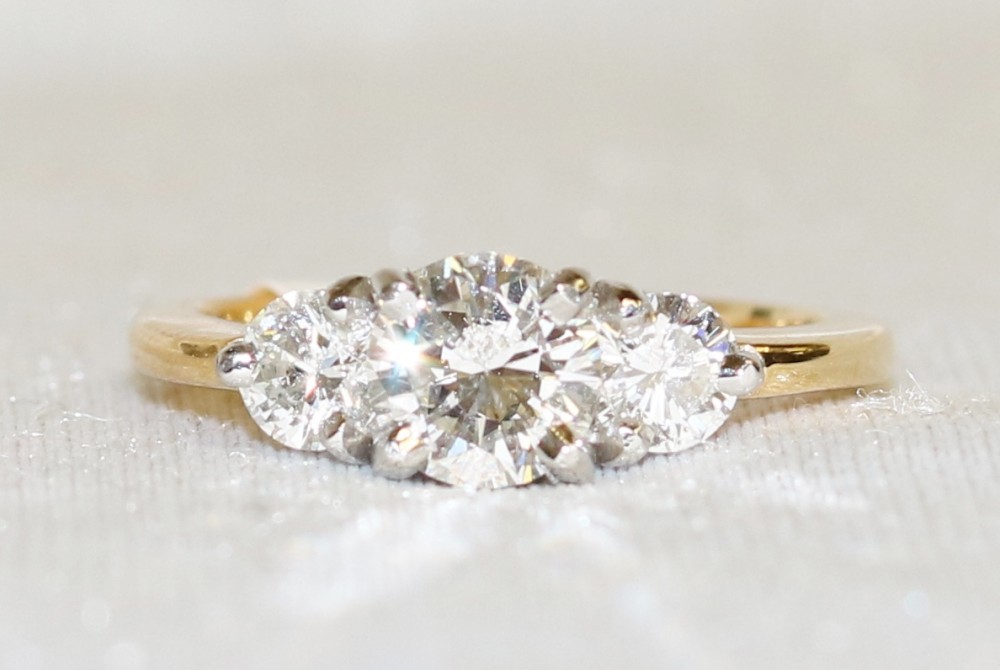 Three Stone Diamond Ring – 1.50ct. Total Diamond Weight