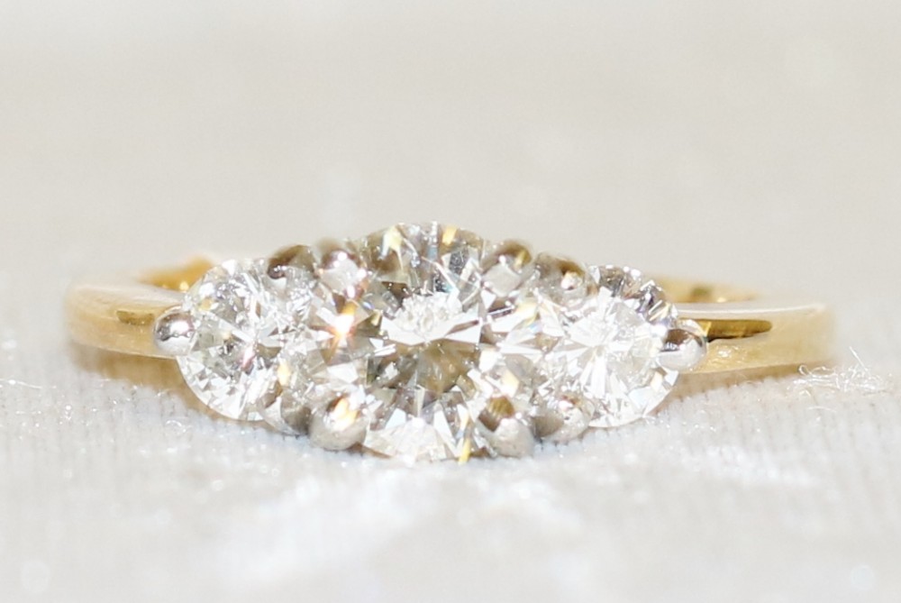 Three Stone Diamond Ring – 1.50ct. Total Diamond Weight