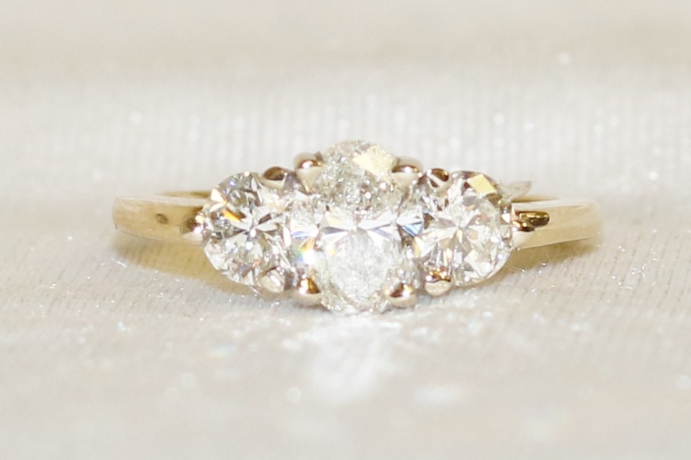 Oval Brilliant Cut Diamond Three Stone Ring – 1.83ct. Total Weight