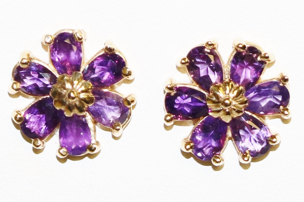 Amethyst Flower Earrings