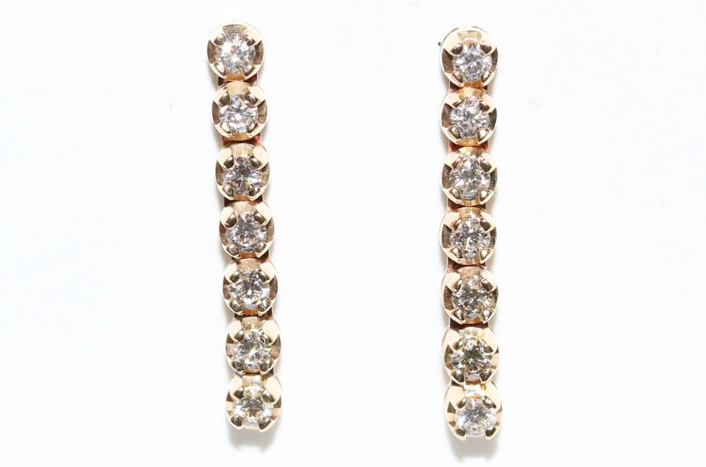Yellow Gold Diamond Dangle Earrings – 0.55ct. TW
