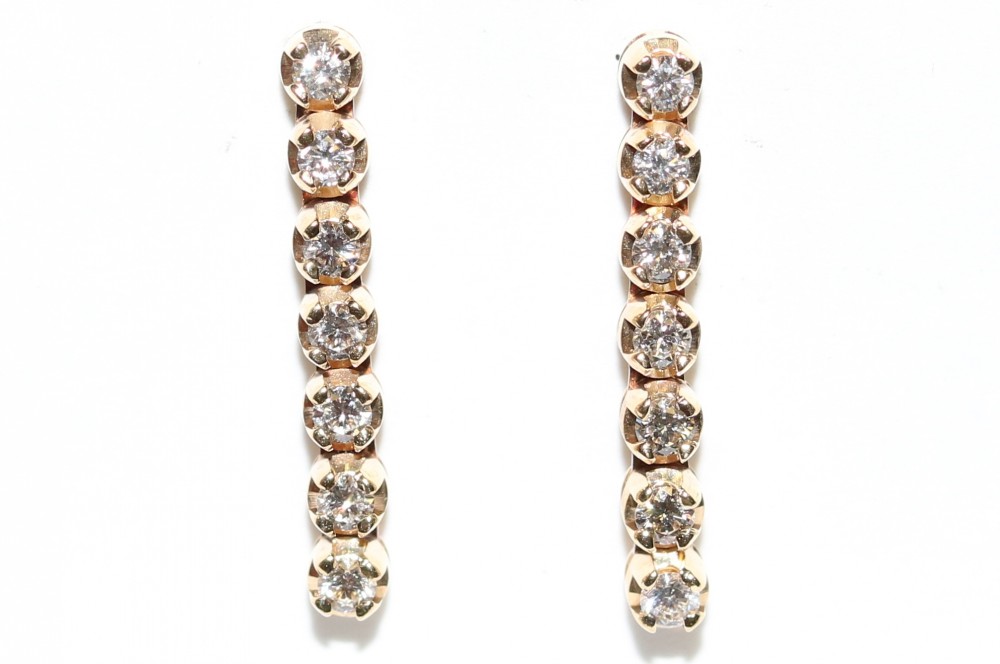 Yellow Gold Diamond Dangle Earrings – 0.55ct. TW