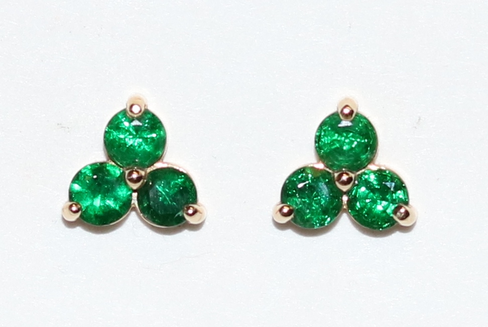 Three Stone Emerald Earrings – 0.83ct TW