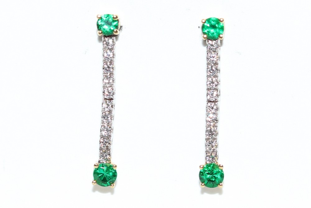 Emerald and Diamond Dangle Earrings