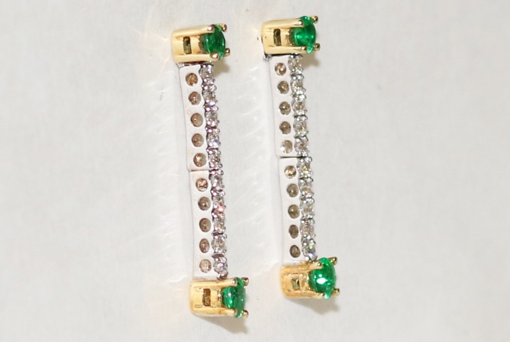 Emerald and Diamond Dangle Earrings