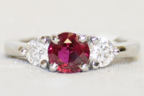 Ruby and Diamond Three Stone Ring