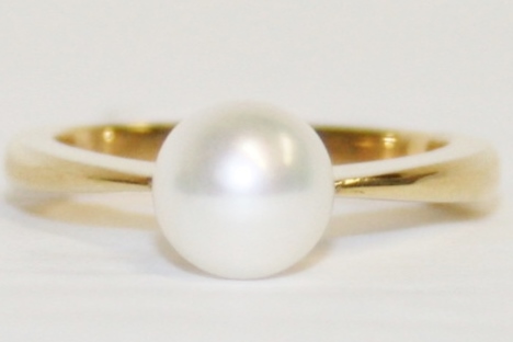 Yellow Gold 7mm Cultured Pearl Ring