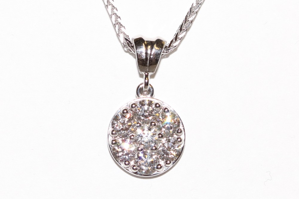 White Gold Diamond Cluster Pendant – 1.00ct TW