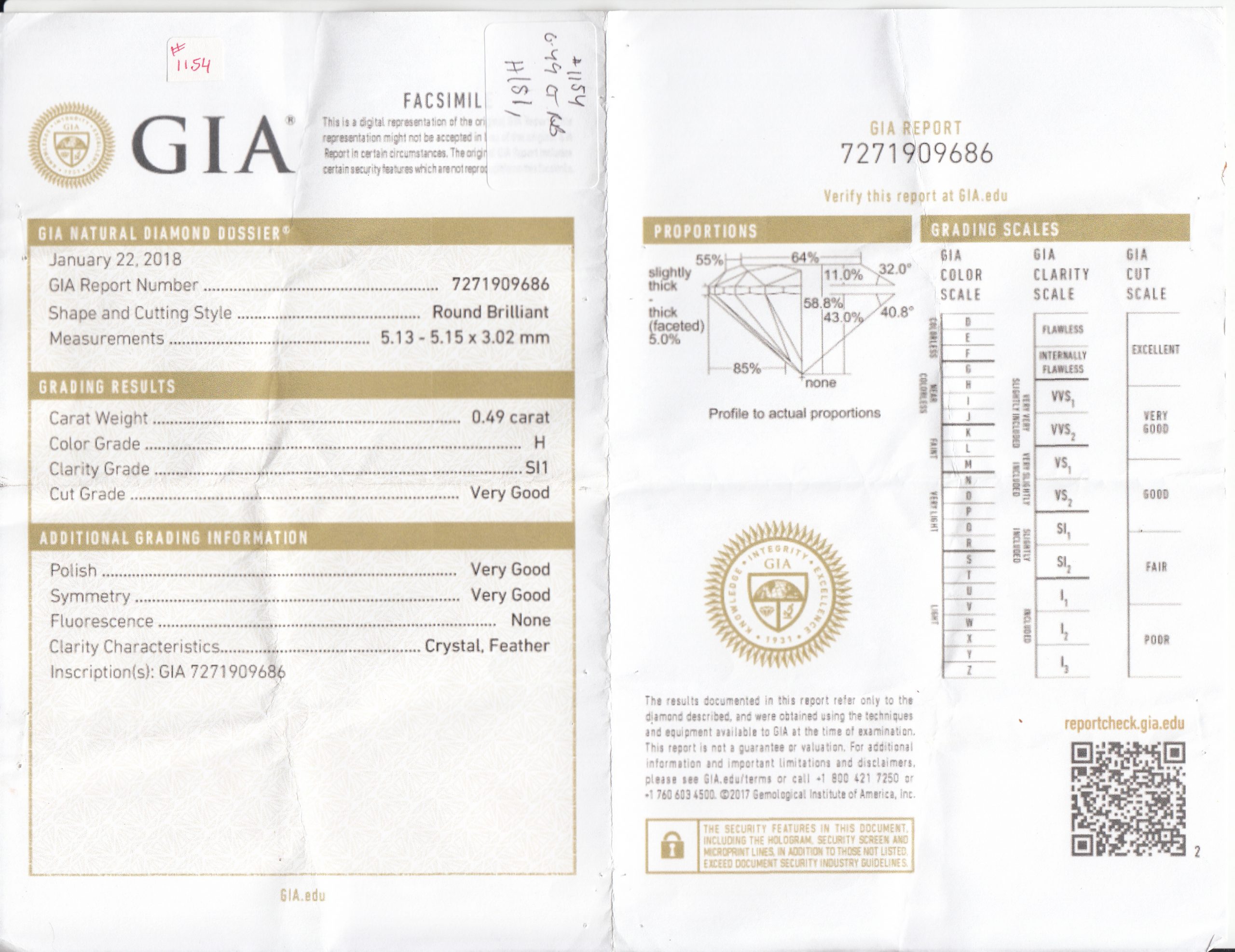 Round Brilliant Cut Diamond – 0.49 ct.