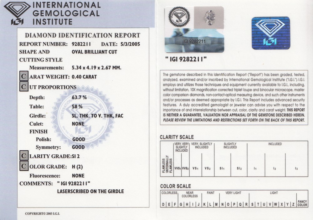 Oval Brilliant Cut Diamond – 0.40ct.