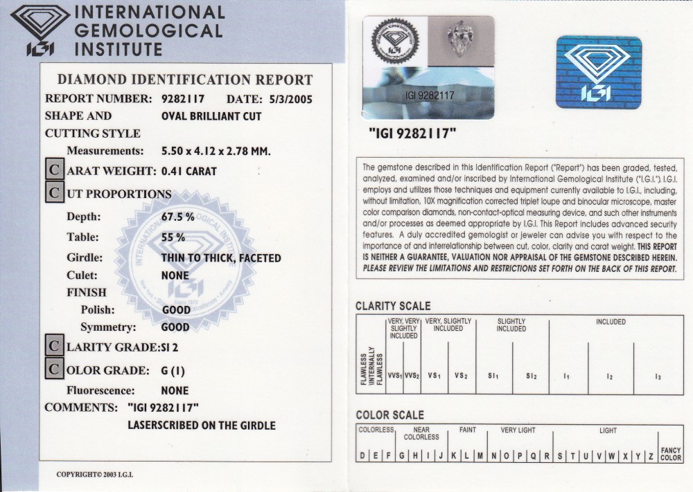 Oval Brilliant Cut Diamond – 0.41ct.