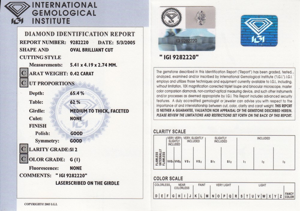Oval Brilliant Cut Diamond – 0.42ct.