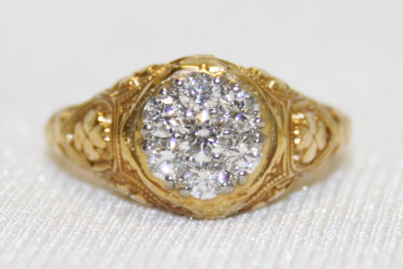 Diamond Cluster Filigree Ring