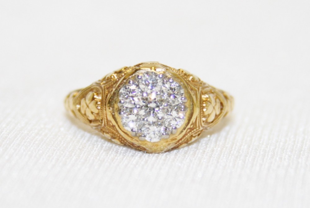 Diamond Cluster Filigree Ring