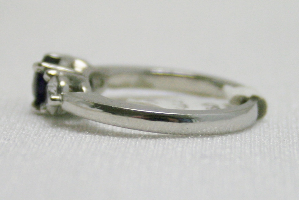 Sapphire and Diamond Three Stone White Gold Ring
