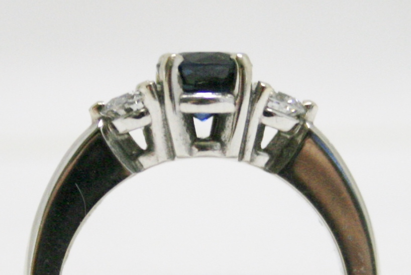 Sapphire and Diamond Three Stone White Gold Ring