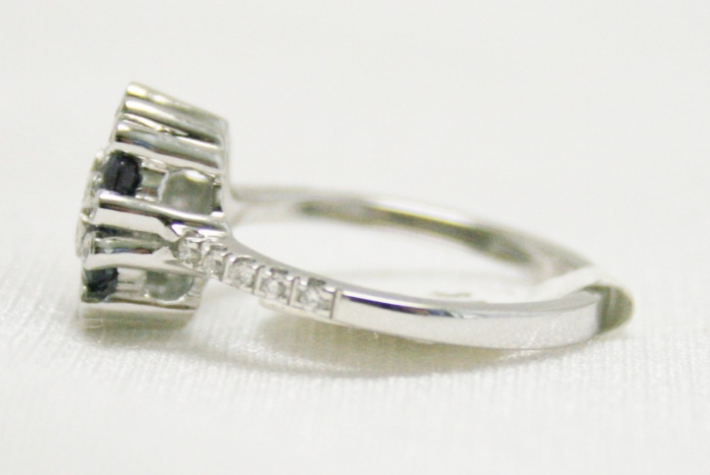 Sapphire and Diamond Cluster Ring