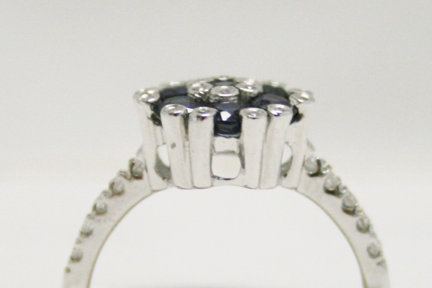 Sapphire and Diamond Cluster Ring