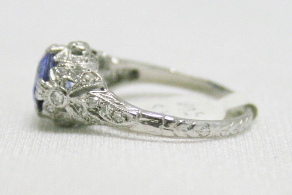 Sapphire Art Deco Style Basket Ring