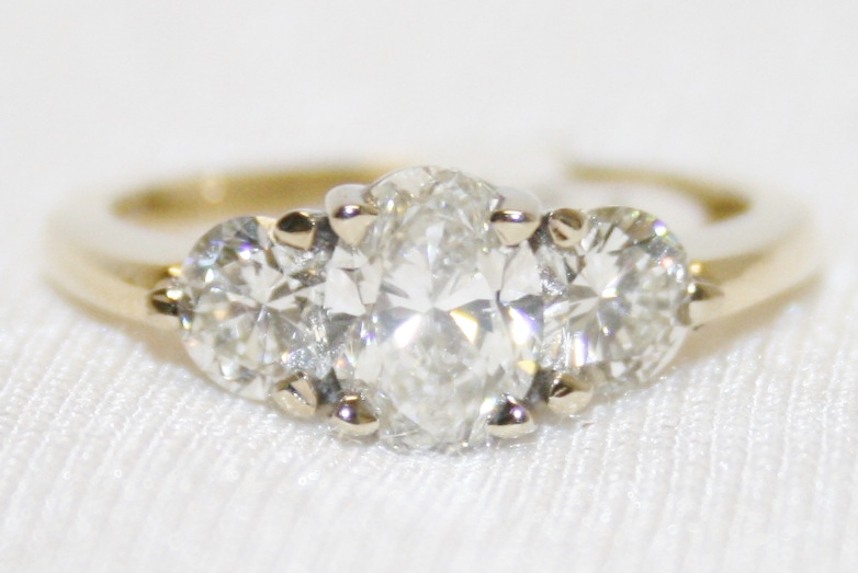 Oval Brilliant Cut Diamond Three Stone Ring – 1.83ct. Total Weight