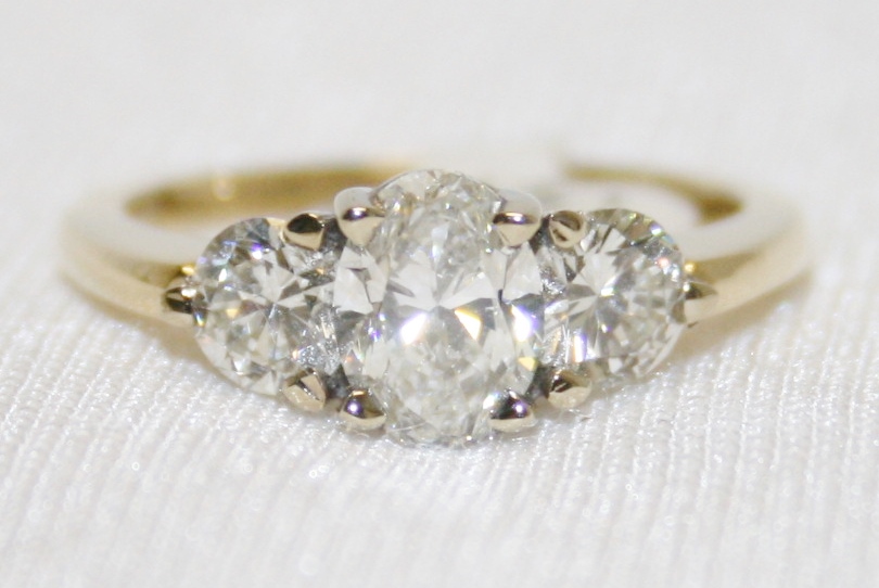 Oval Brilliant Cut Diamond Three Stone Ring – 1.83ct. Total Weight