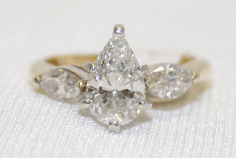 Three Stone Pear Shaped Diamond Ring – 1.81ct. Total Diamond Weight