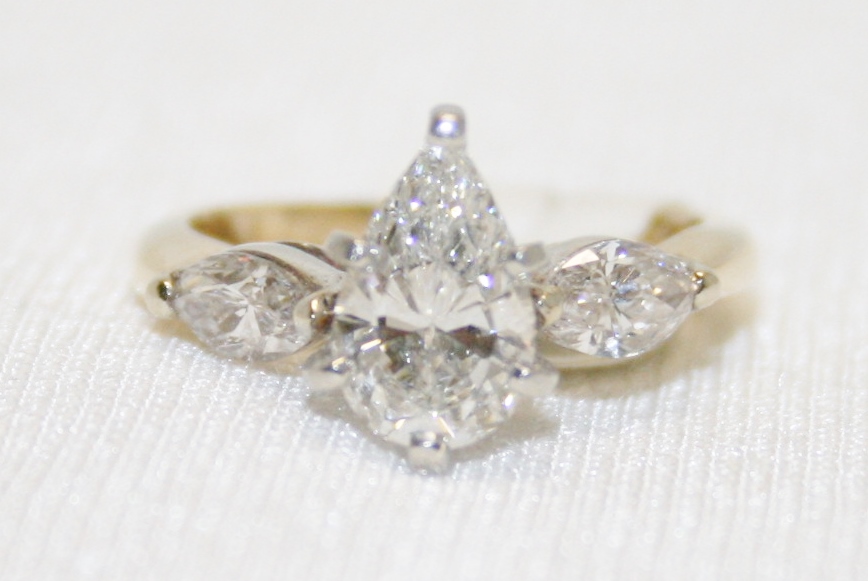 Three Stone Pear Shaped Diamond Ring – 1.81ct. Total Diamond Weight