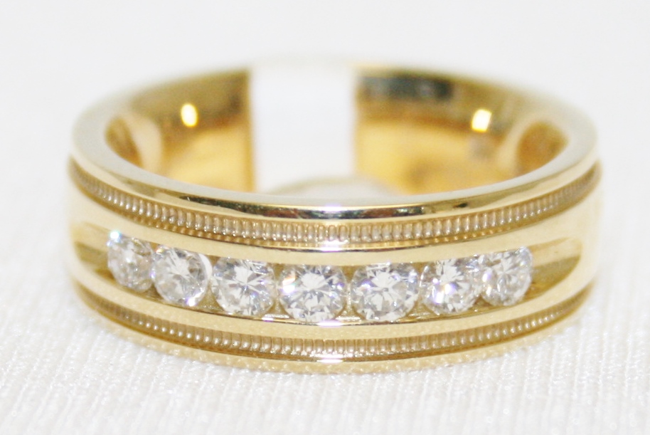 Diamond Wedding Band with Milgrain Finish