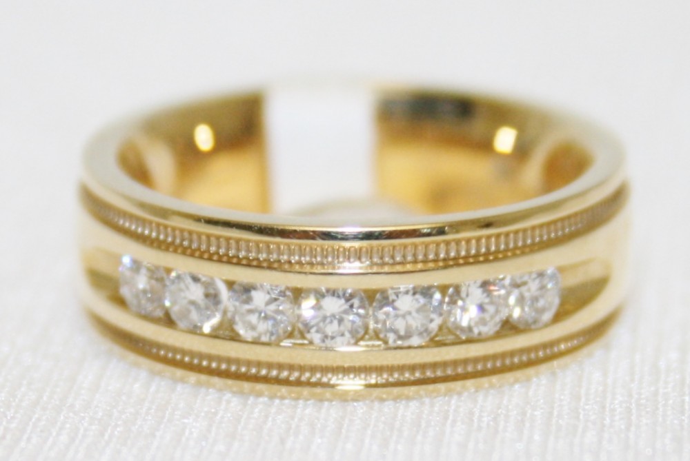 Diamond Wedding Band with Milgrain Finish