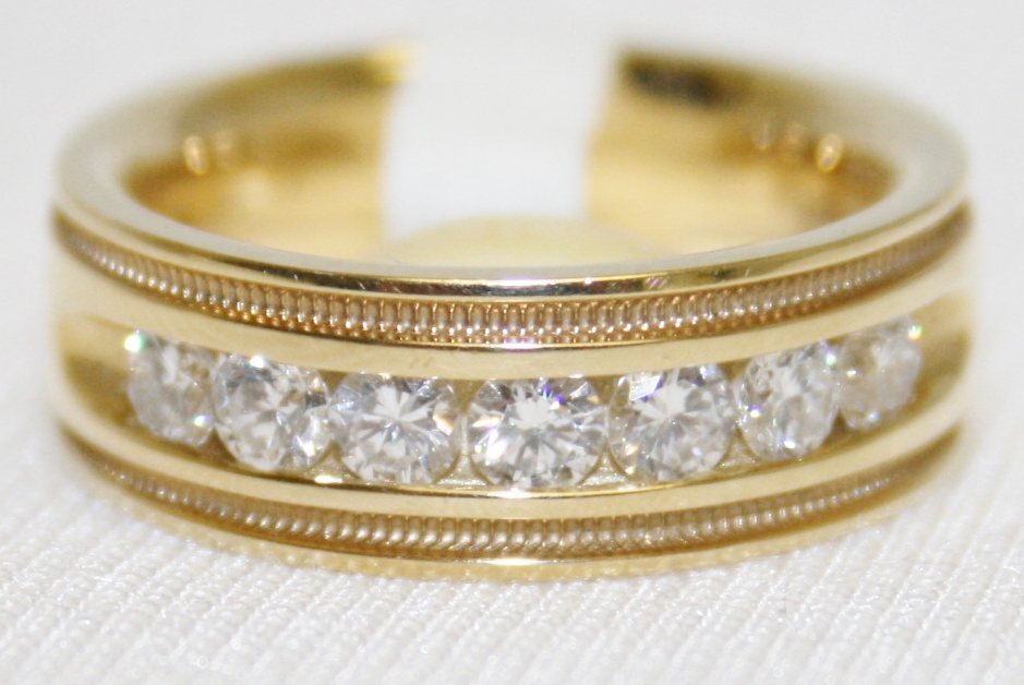 Diamond Wedding Band with Milgrain Finish