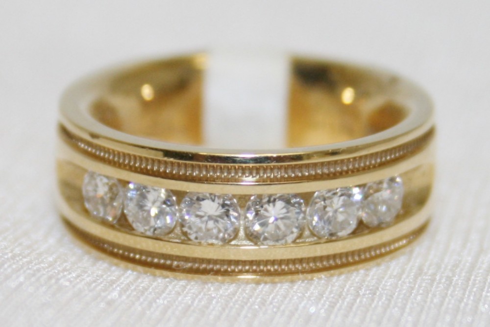 Diamond Wedding Band with Milgrain Finish