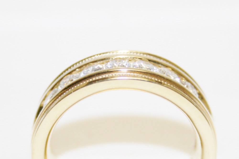 Diamond Wedding Band with Milgrain Finish