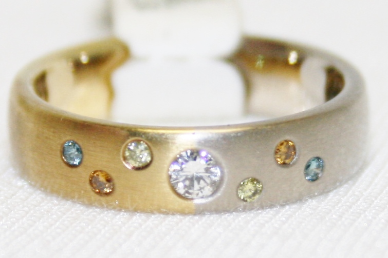 5mm Wedding Band with Fancy Color Diamonds