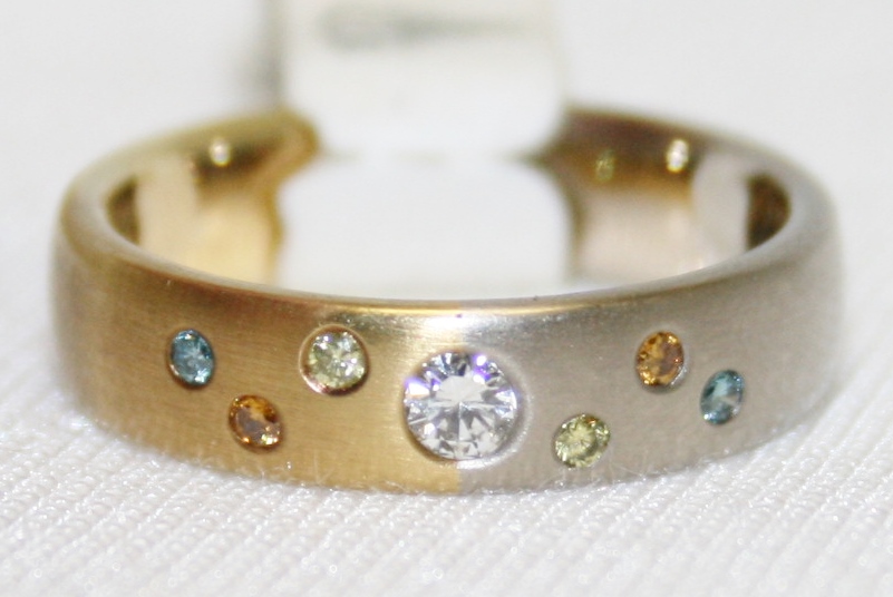 5mm Wedding Band with Fancy Color Diamonds