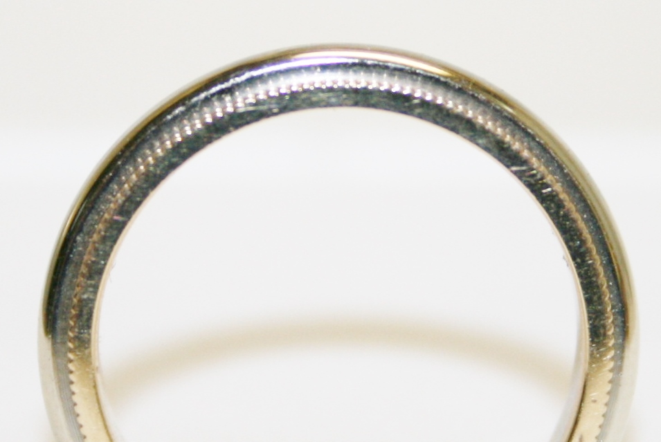 Two Tone Beaded Edge Wedding Band