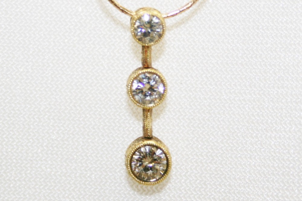 Simon G. Three Stone Diamond Pendant