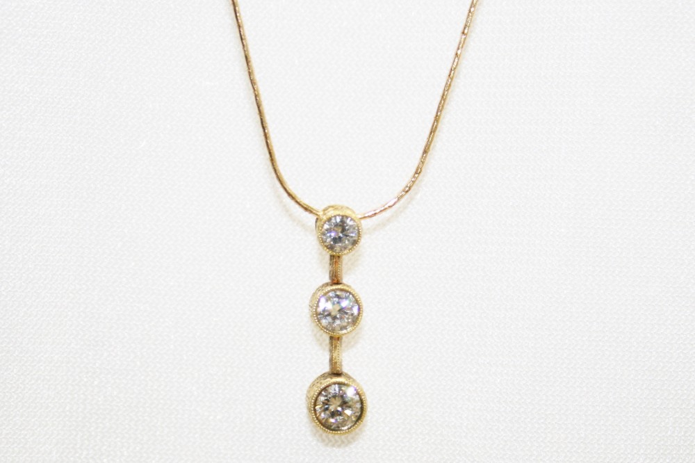 Simon G. Three Stone Diamond Pendant