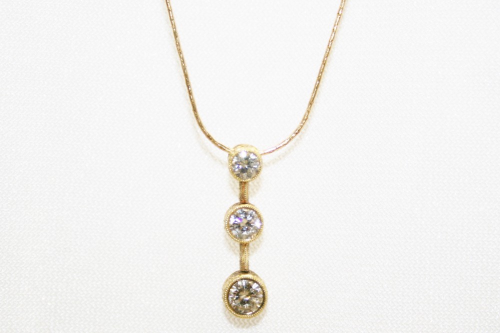 Simon G. Three Stone Diamond Pendant