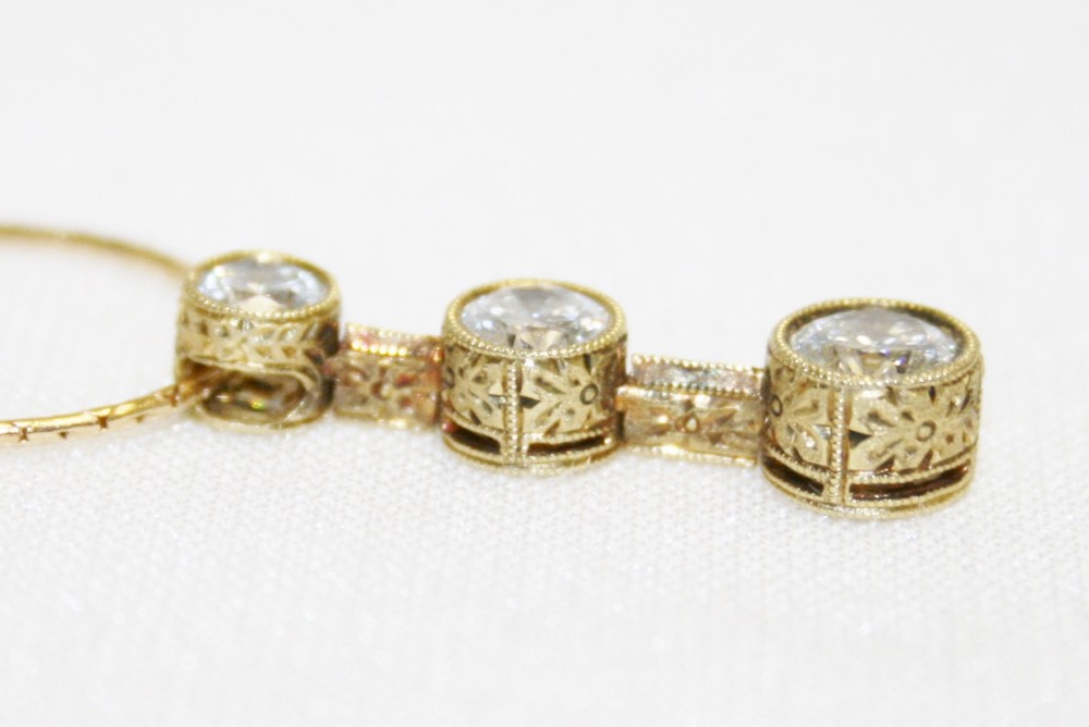 Simon G. Three Stone Diamond Pendant