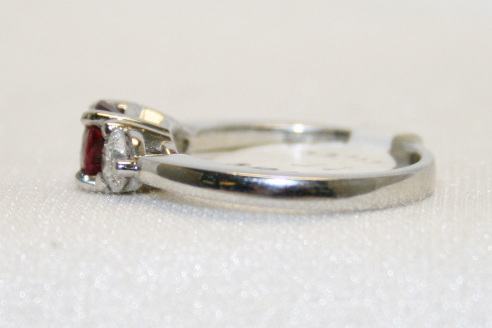 Ruby and Diamond Three Stone Ring
