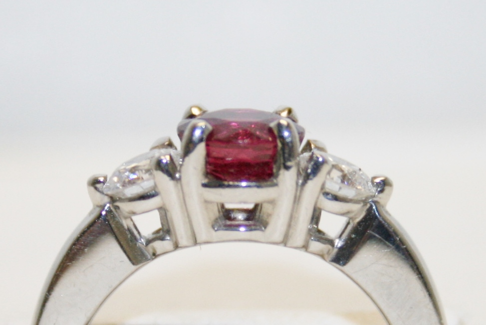 Ruby and Diamond Three Stone Ring