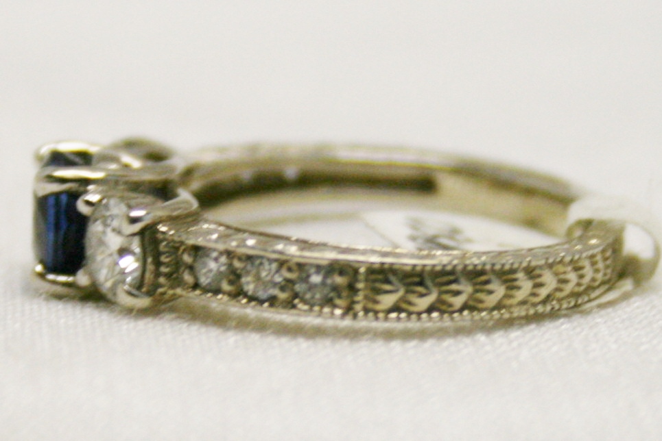 Sapphire and Diamond Three Stone Ring