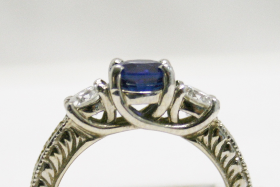 Sapphire and Diamond Three Stone Ring